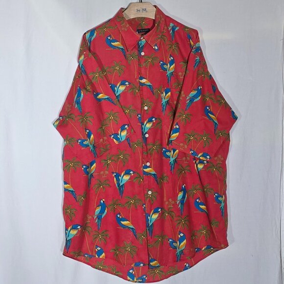 Gitman Bros. SS Button Front Shirt - Coral Parrot - Sz L* - Picture 2 of 6